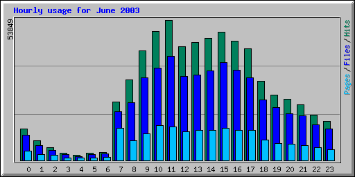 Hourly usage for June 2003